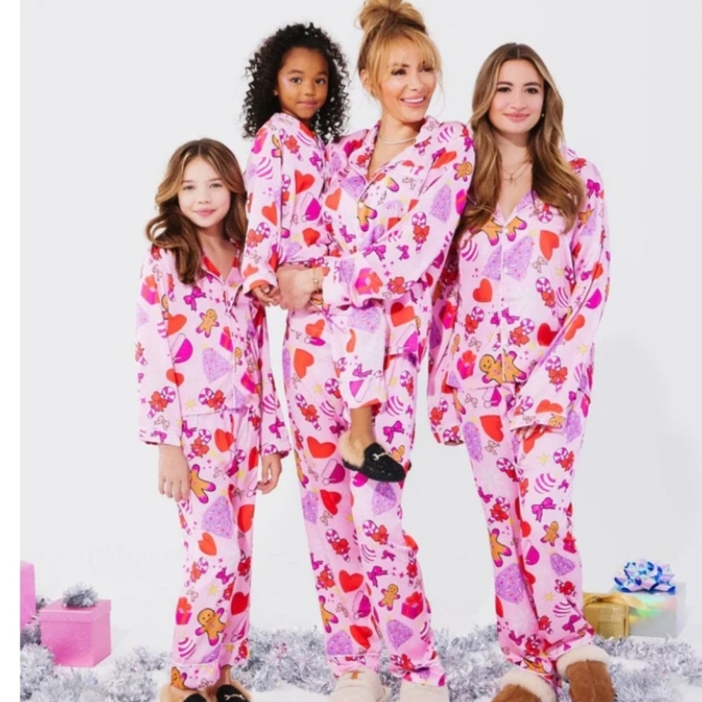 Lola + The Boys Christmas Silky Pajama Set Teen/Women Sz S